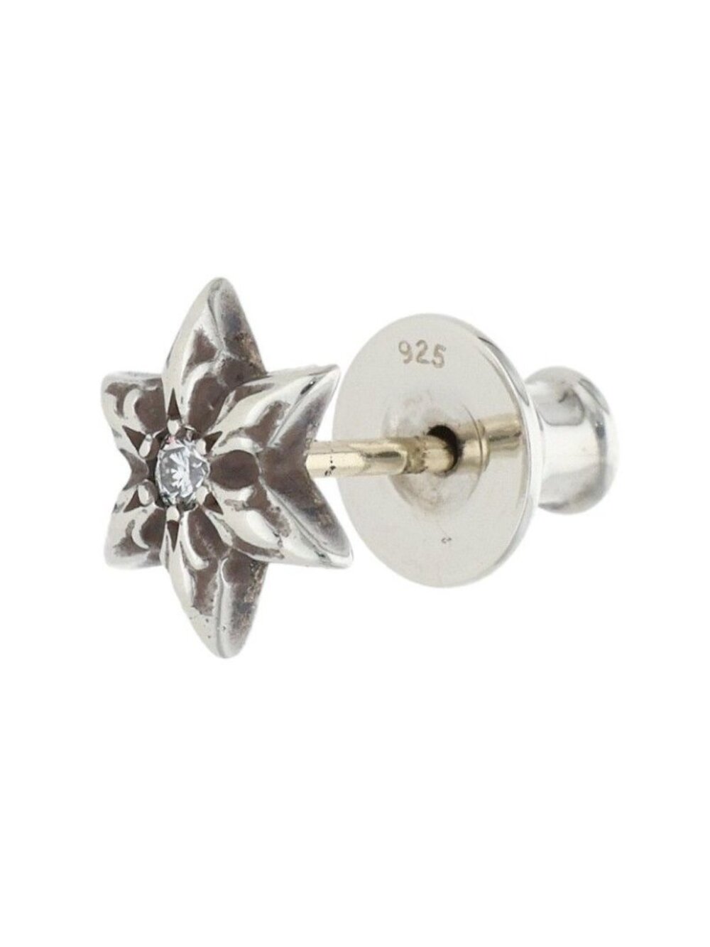 Chrome Hearts CO Star Dmnd Stud Silver Earrings